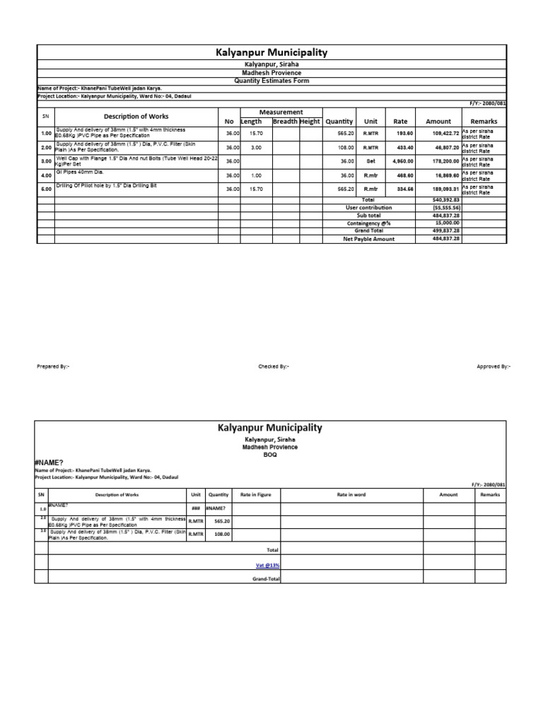 KhanePani TubeWell Jadan Karya. | PDF | Polyvinyl Chloride | Mechanical Engineering