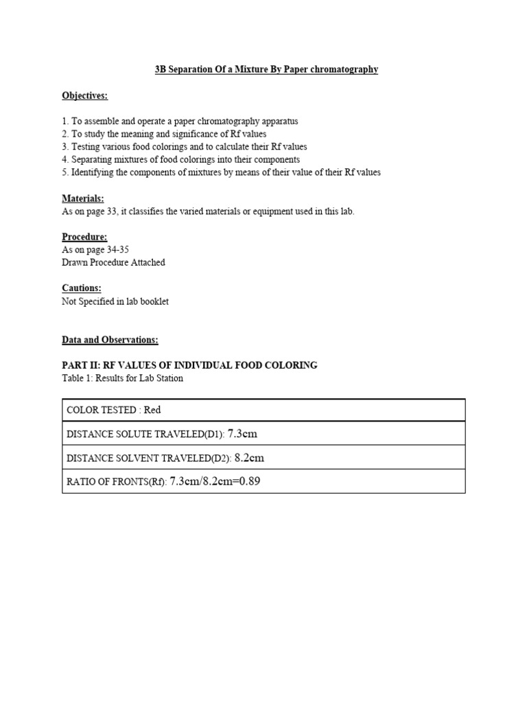 Understanding Rf Values in Chromatography | PDF | Mixture | Color