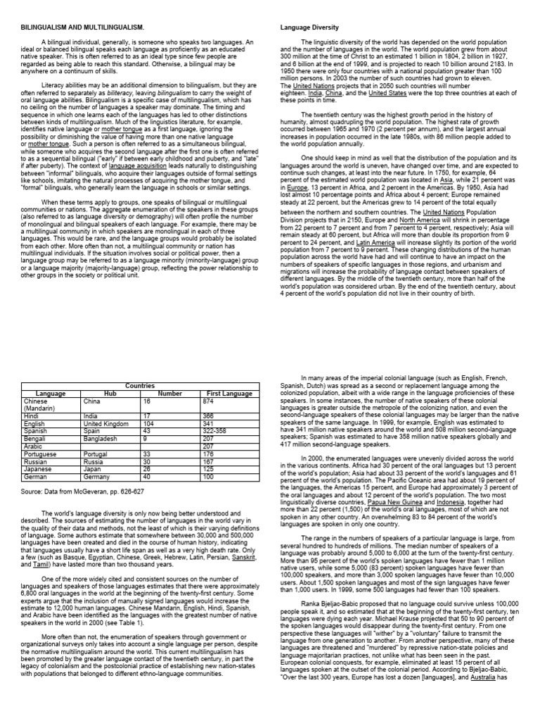 Understanding Bilingualism and Multilingualism | PDF | Multilingualism ...