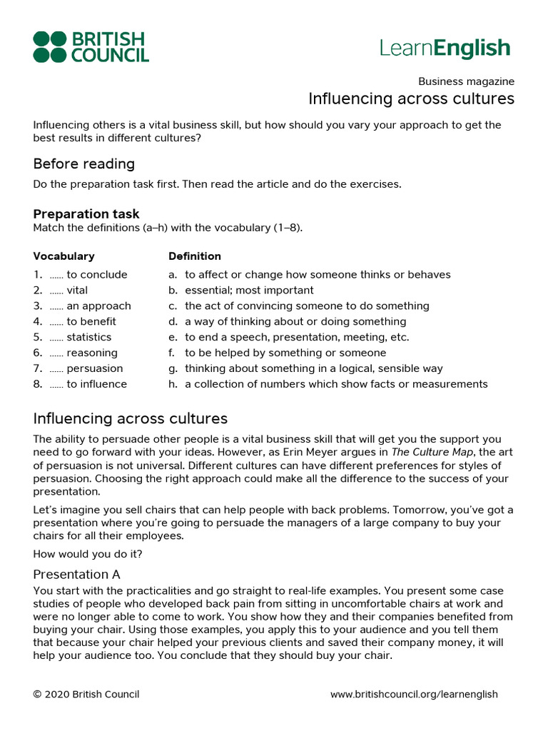 Influencing Across Cultures | PDF | Reason | Theory