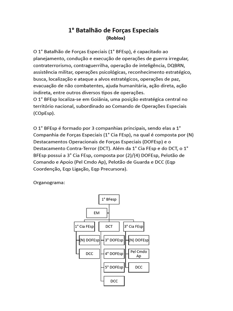 1° Batalhão de Forças Especiais: Estrutura e Treinamento | PDF | Forças ...