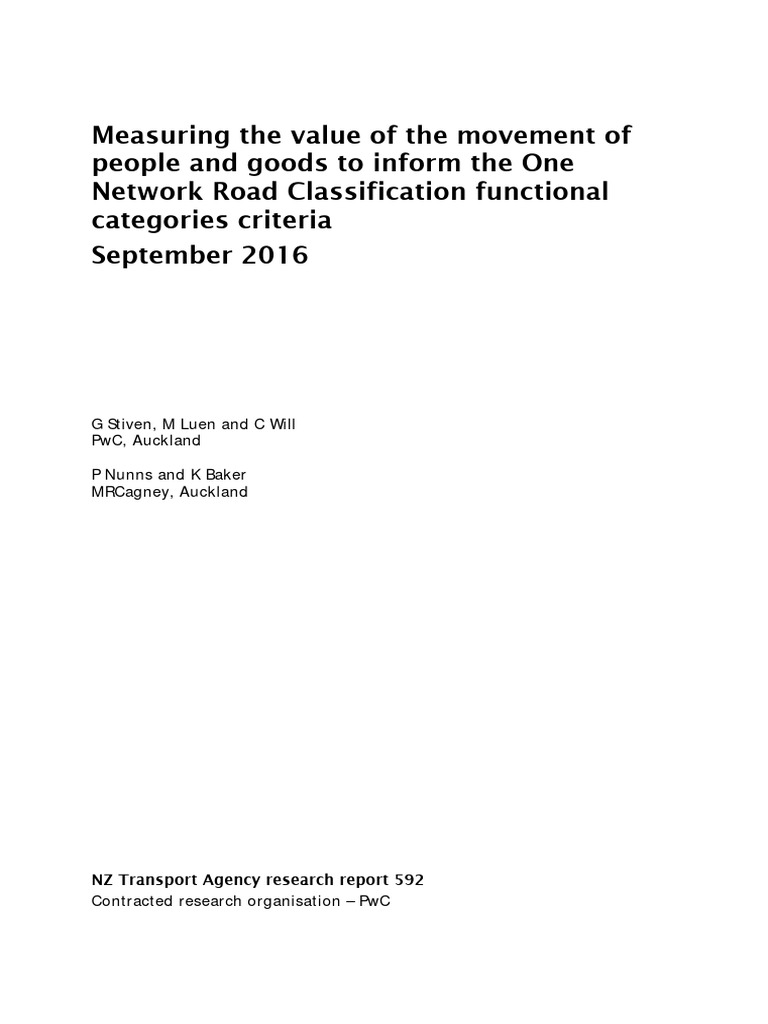 Value of Road Movement Analysis | PDF | Economics | Labour Economics