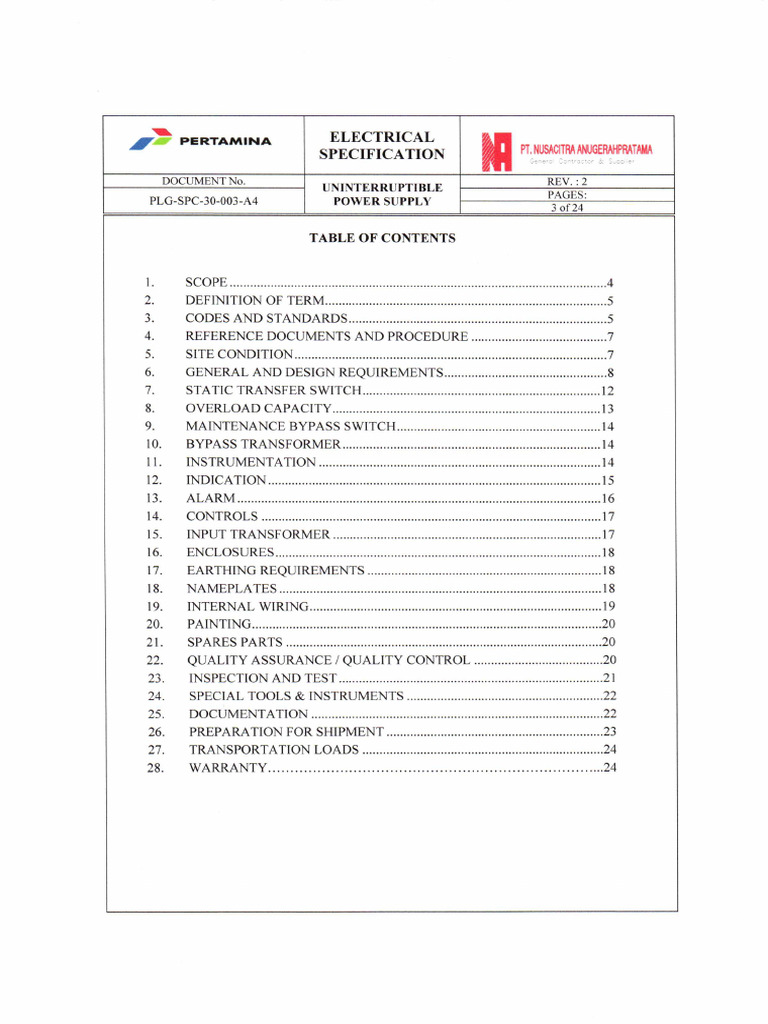 Specification for UPS | PDF