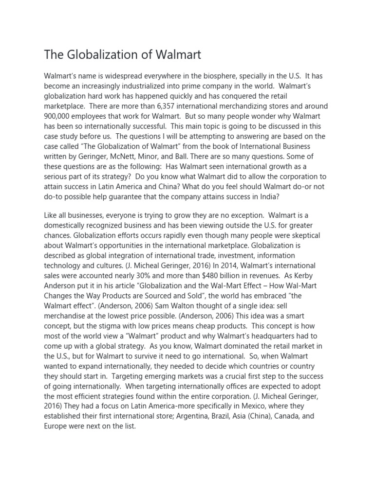 Walmart's Global Expansion Strategies | PDF | Walmart | Retail