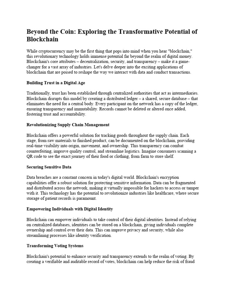 Exploring The Transformative Potential of Blockchain | PDF ...