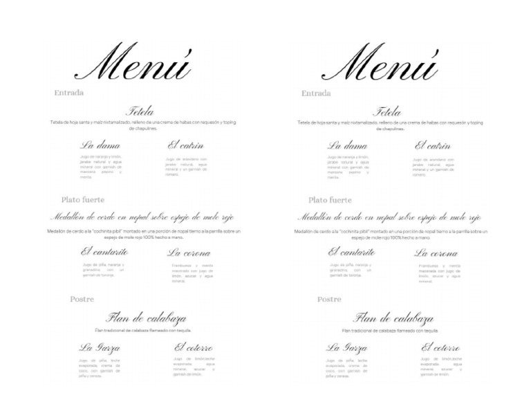 Formato Menu | PDF