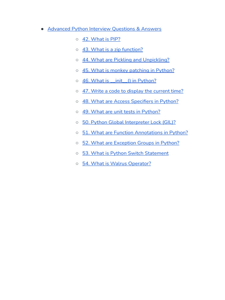Advanced Python Interview Questions | PDF