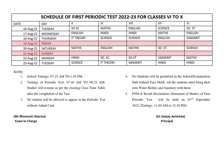 Date Sheet 2 | PDF