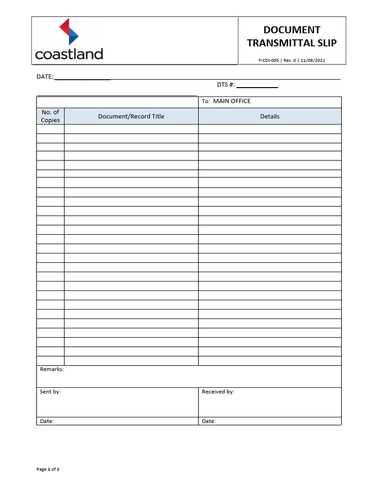 Document Transmittal Form | PDF