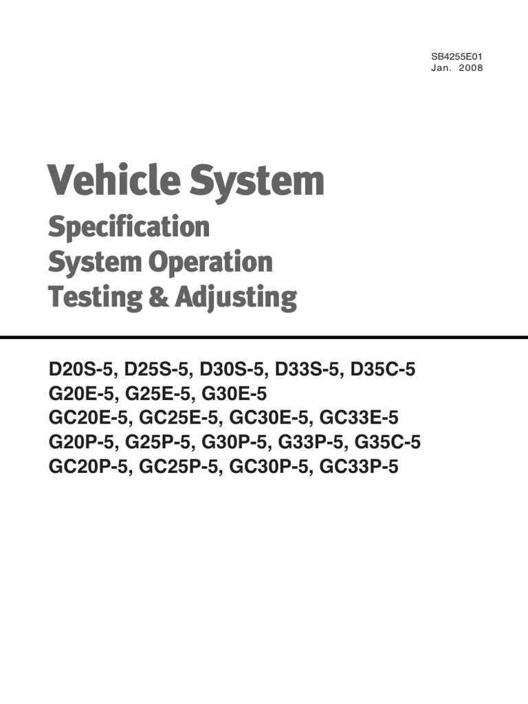 Vehicle System: Specification System Operation Testing & Adjusting ...