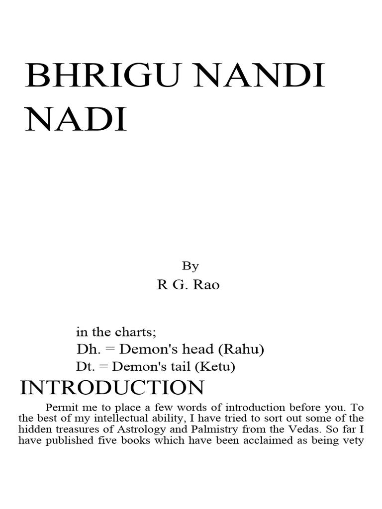 Jyotish - Bhrigu Nandi Nadi - RG Rao | PDF | Planets In Astrology | Planets