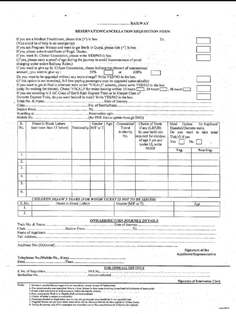 Reservation Form | PDF