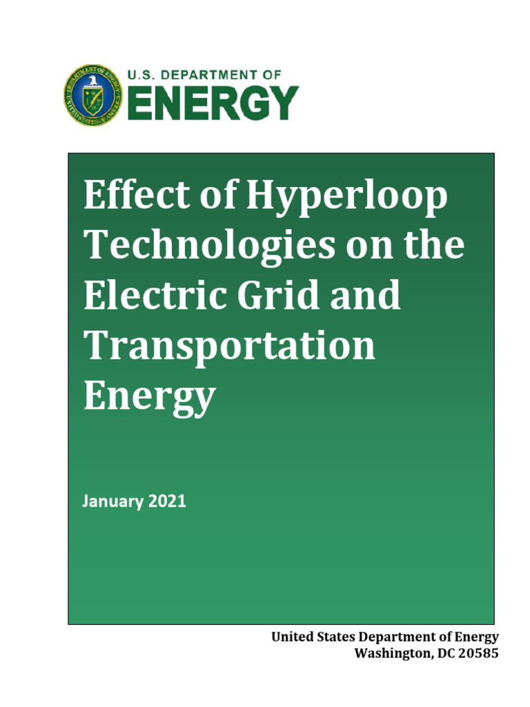 Effect Hyperloop Technologies Electric Grid and Transportation Energy ...