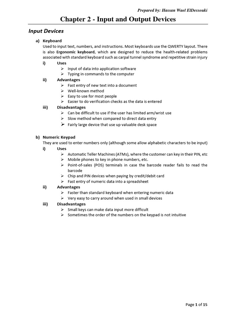 ICT - Input and Output Devices (2023) Final | PDF | Image Scanner ...