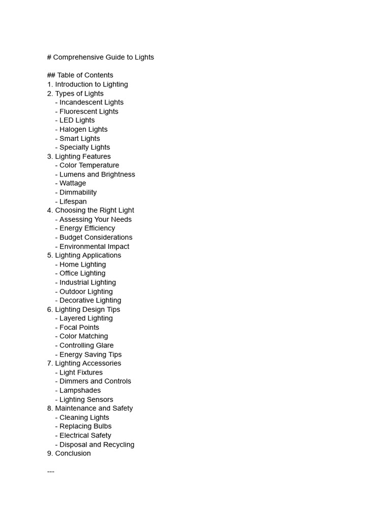 Comprehensive Guide To Lights | PDF | Lighting | Efficient Energy Use