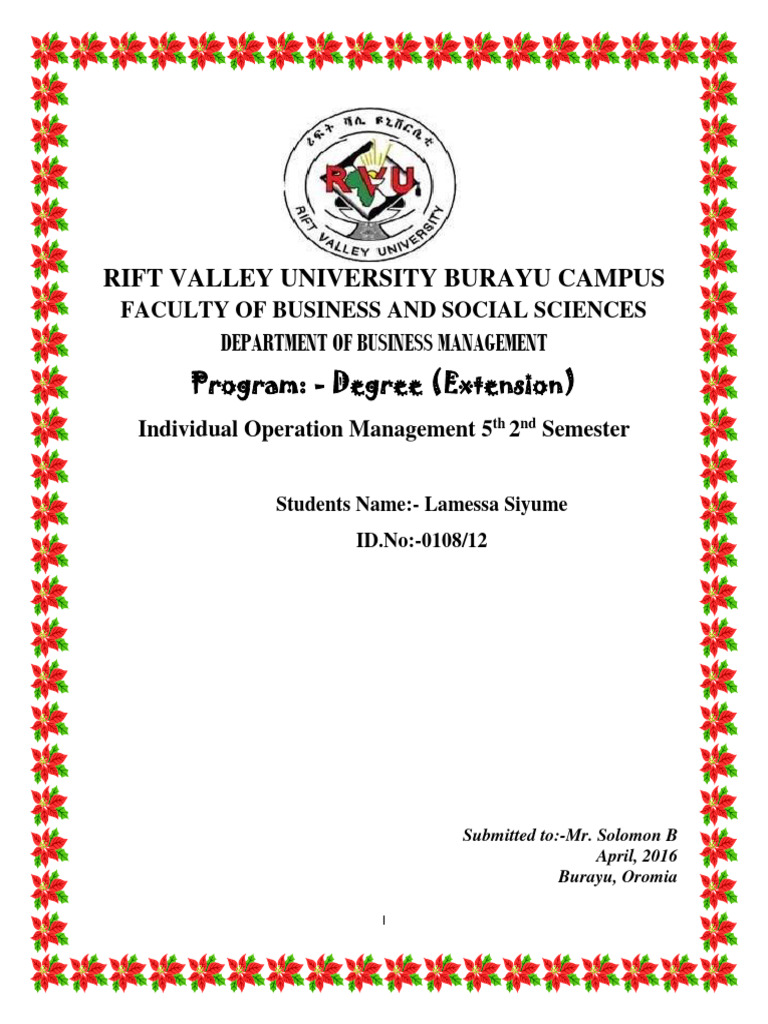 Operation Mgt Assignment For Mr Solomon Pdf Agriculture