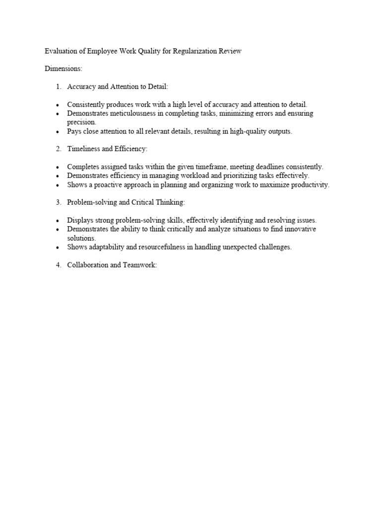 Employee Evaluation Criteria for Regularization | PDF | Leadership ...