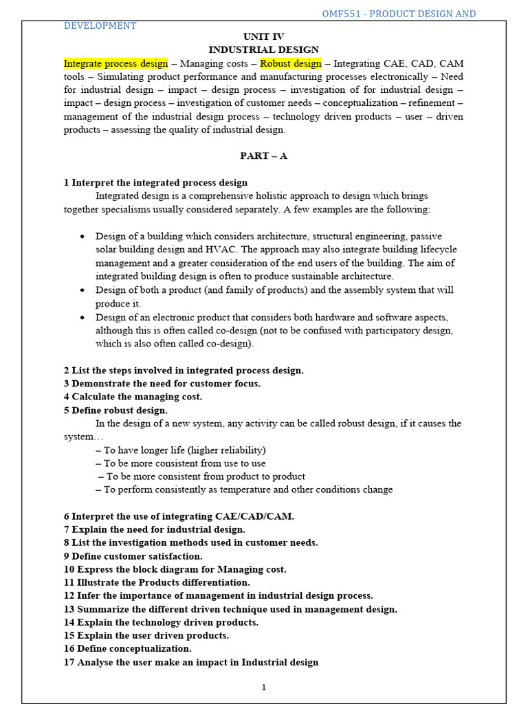Unit iv product design and development notes pdf simulation