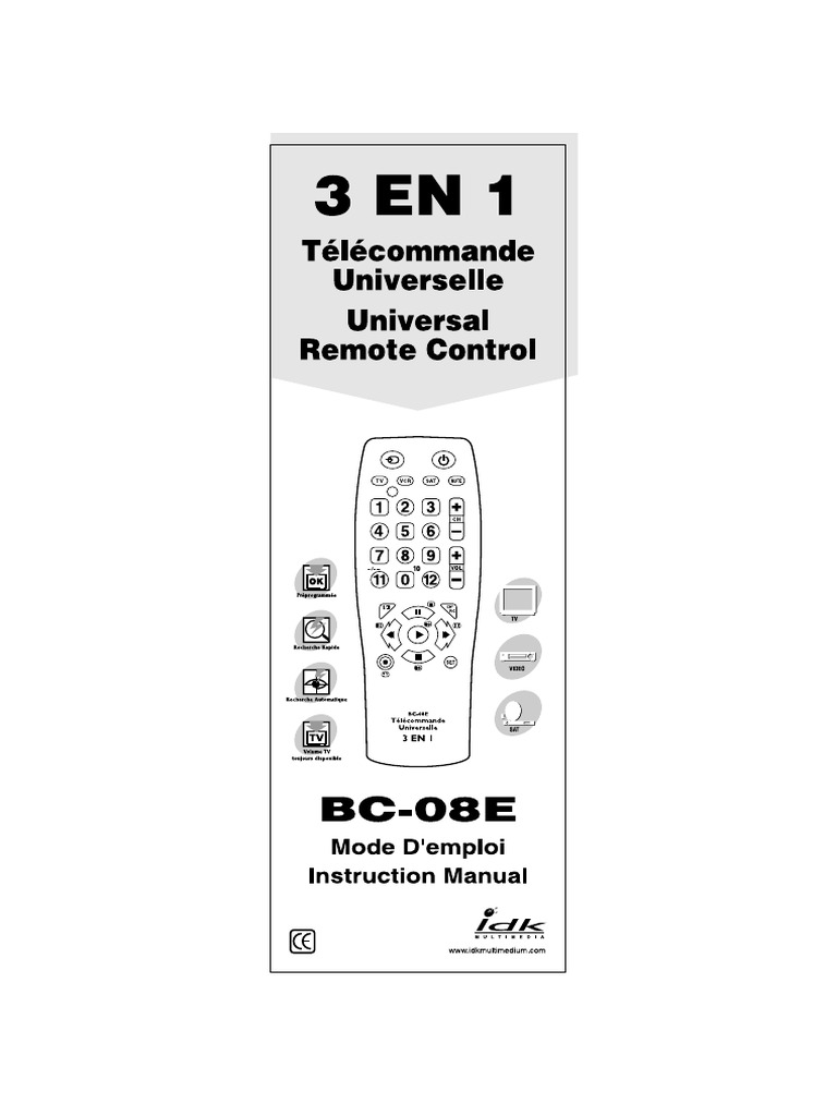 BC-08E Universal Remote Setup Guide | PDF | Electronics | Information ...