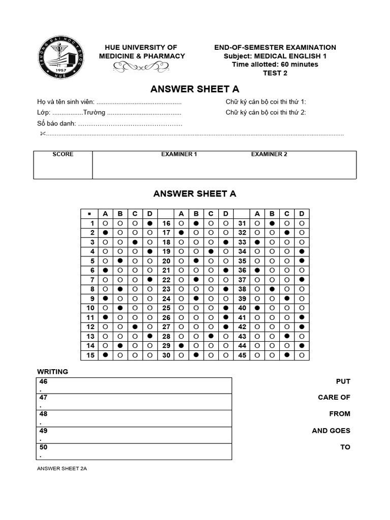 Y1 Test 2 Ans Key | PDF