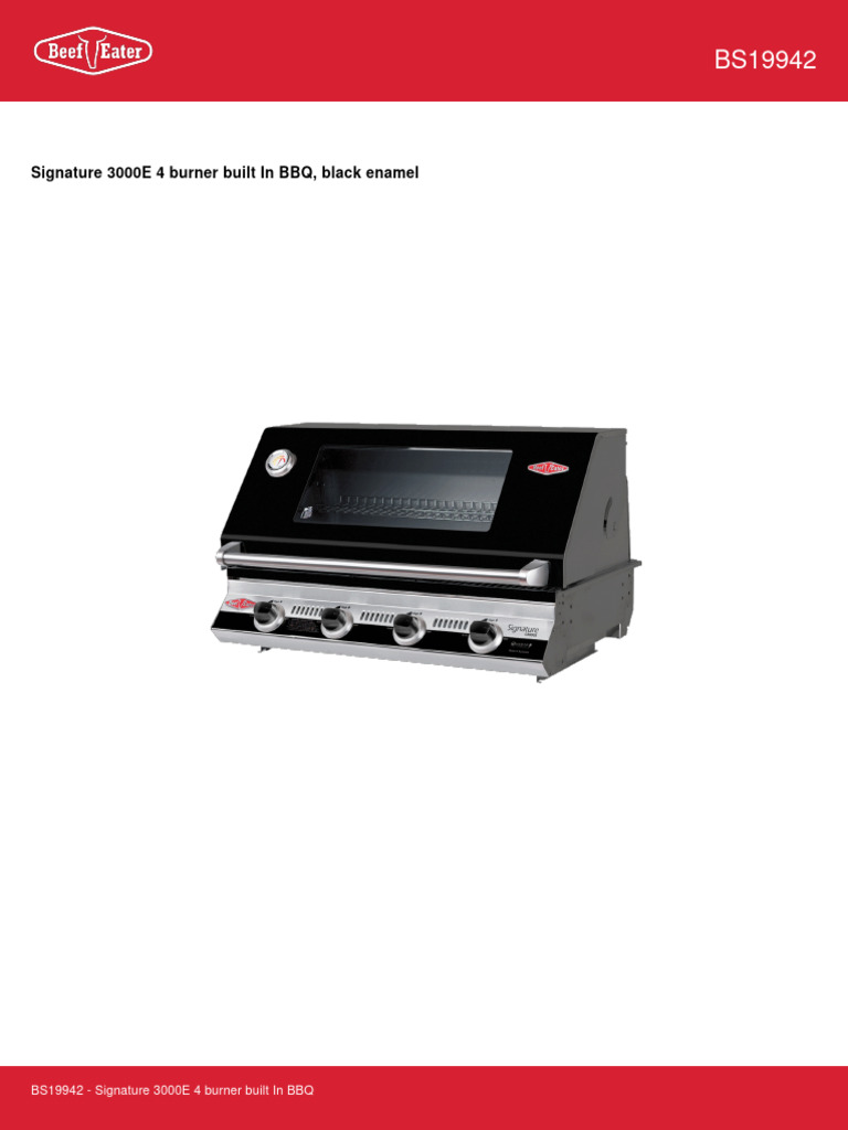 BeefEater BS19942 Factsheet PDF Barbecue Grill Vitreous Enamel