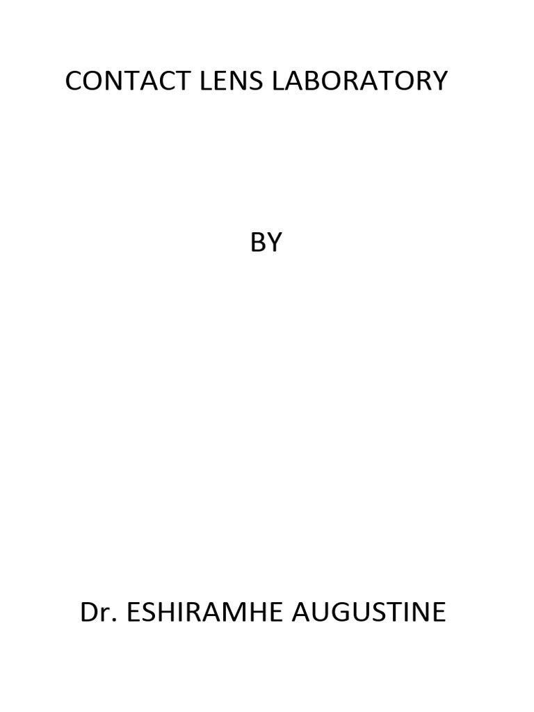 CONTACT LENS LABORATORY PDF Contact Lens Optics