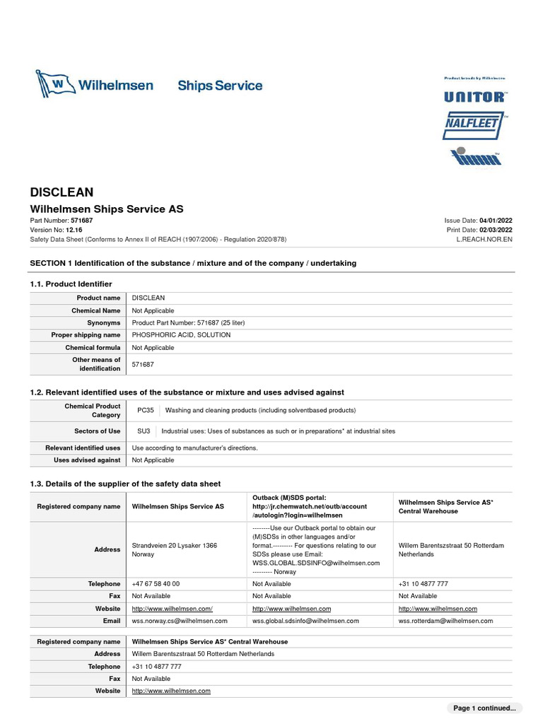 2022 1 4 Disclean PDF | PDF | Chemistry | Occupational Safety And Health