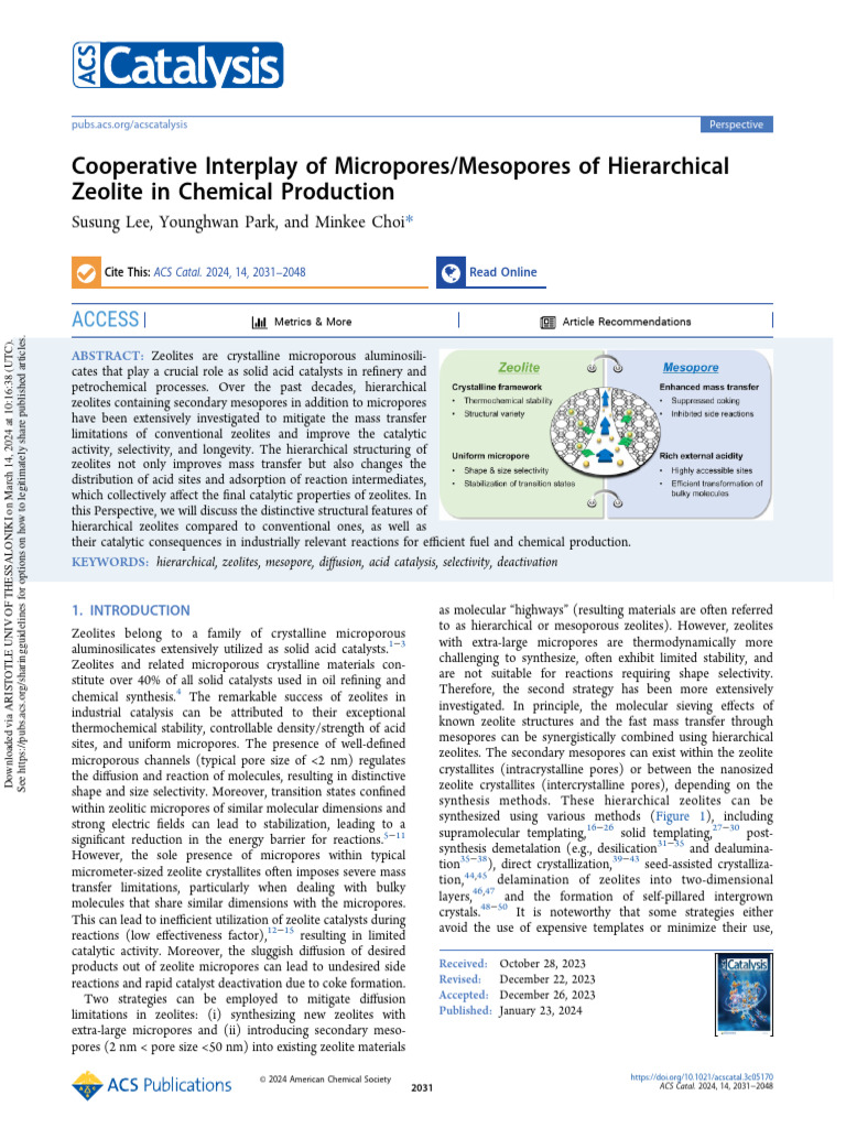 Hierarchical Zeolites in Catalysis | PDF | Cracking (Chemistry) | Catalysis