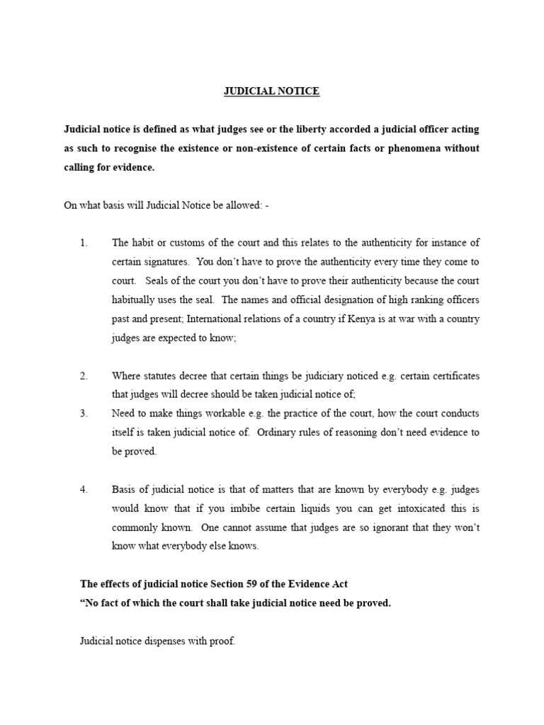 Understanding Judicial Notice in Law | PDF | Evidence (Law) | Judicial ...