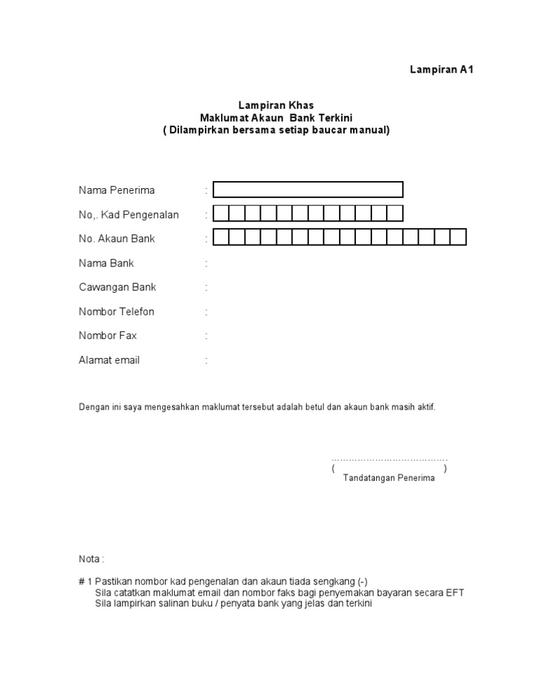 Borang Maklumat Akaun Kosong Pdf