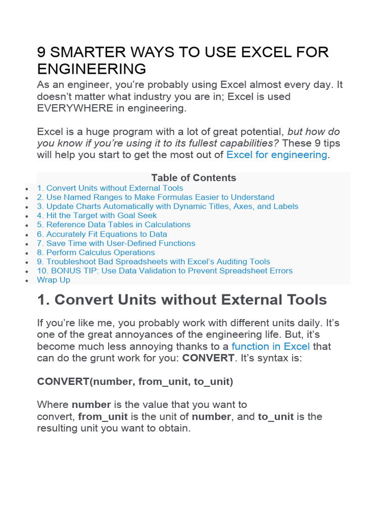 Smarter Excel Tips for Engineers | PDF | Microsoft Excel | Spreadsheet