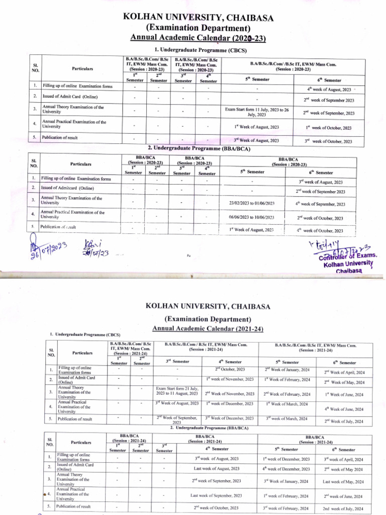 Annual Academic Calender 2023 PDF