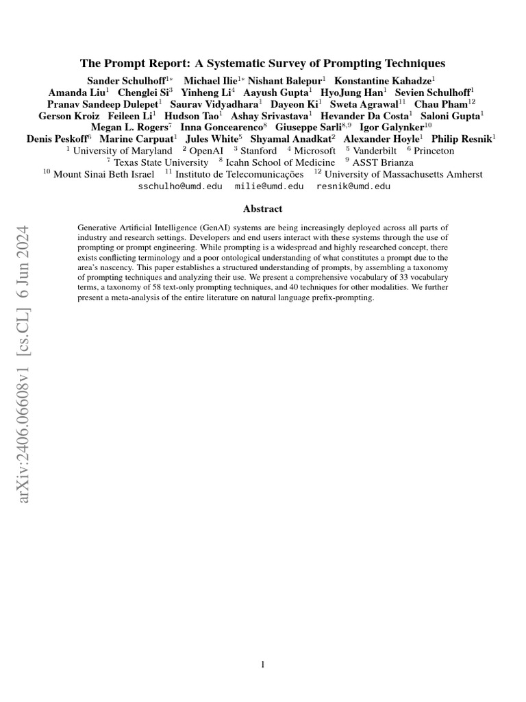 GenAI A Systematic Survey of Prompting Techniques 1718255319 | PDF ...