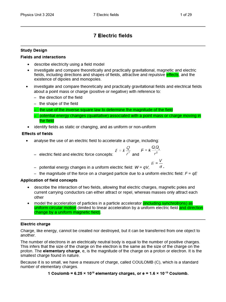 7 Electric Fields Notes 2024 Download Free PDF Electric Field