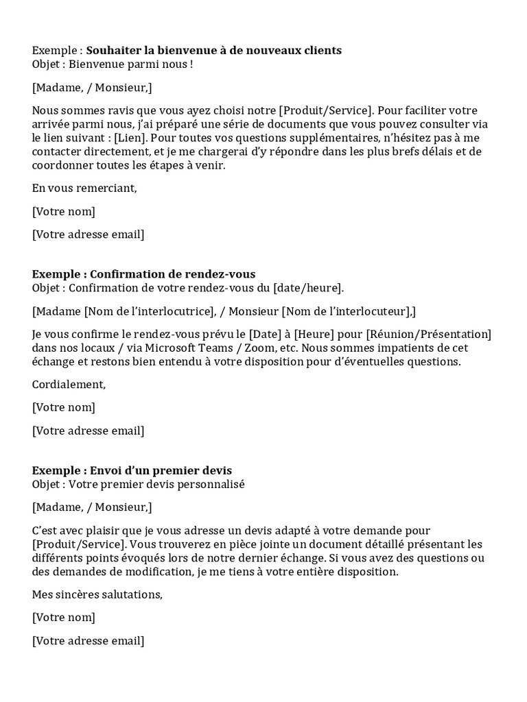 Modèles d'emails professionnels en français | PDF | Facture