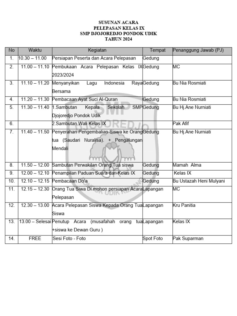 Susunan Acara Perpisahan Resmi Pdf