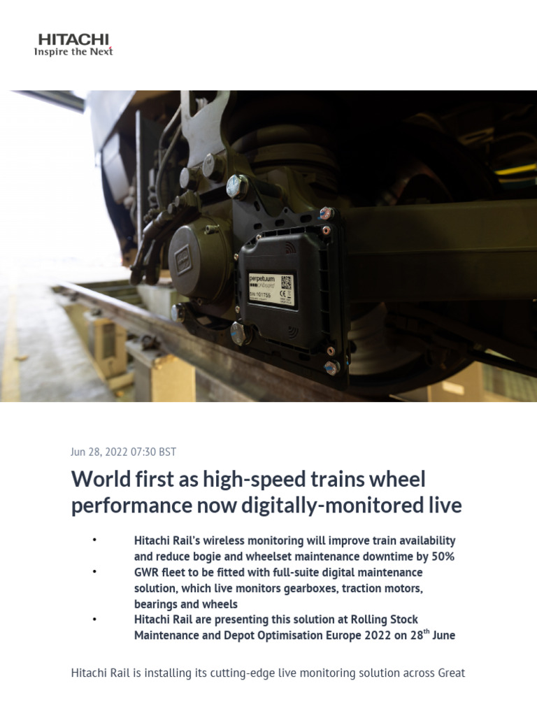 World First As High-Speed Trains Wheel Performance Now Digitally ...