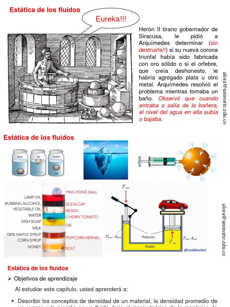 Estatica - de - Los - Fluidos | PDF | Presión | Gases
