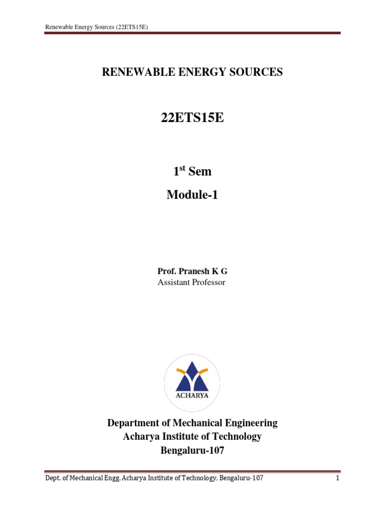 Overview of Renewable Energy Sources | PDF | Energy Development | Solar ...