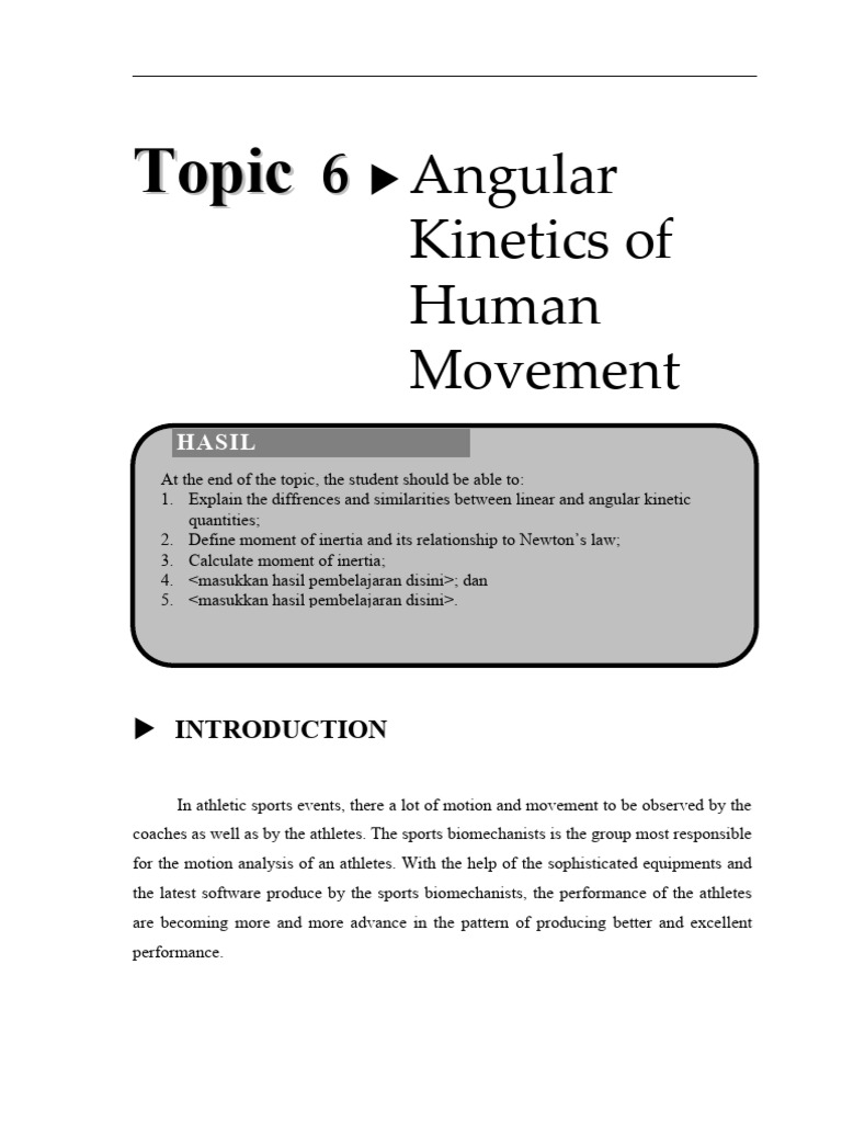 Topic 5 Human of Human Movement Download Free PDF Rotation