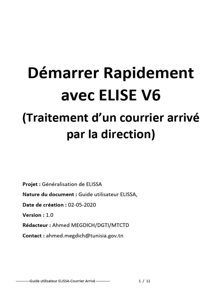 Guide d'utilisation ELISE V6 Courrier Arrivé | PDF | Informatique