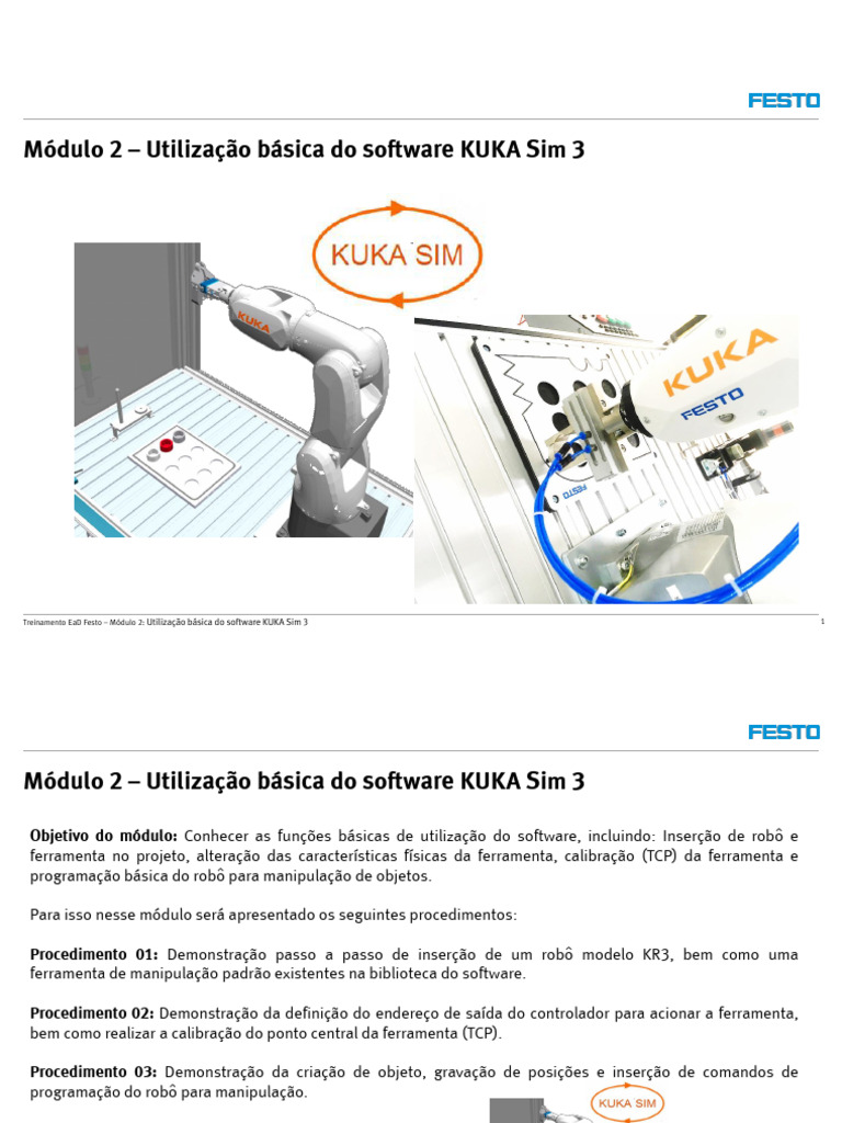 Treinamento KUKA Sim 3: Módulo 2 | PDF | Programas | Robô