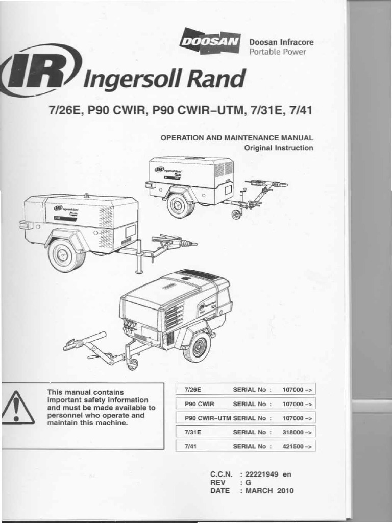 MANUAL Compressor Ingerssol Rand | PDF