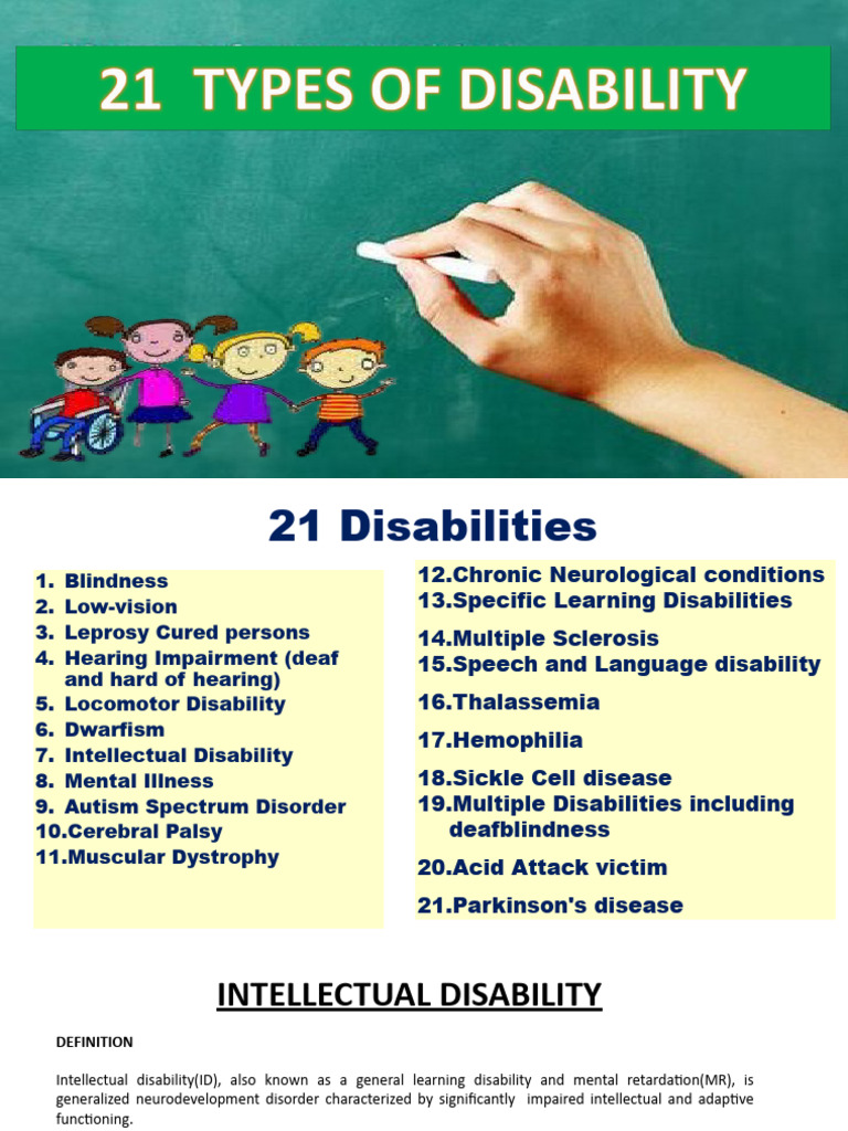 Disabilities 1 Kg Pdf Intellectual Disability Learning Disability