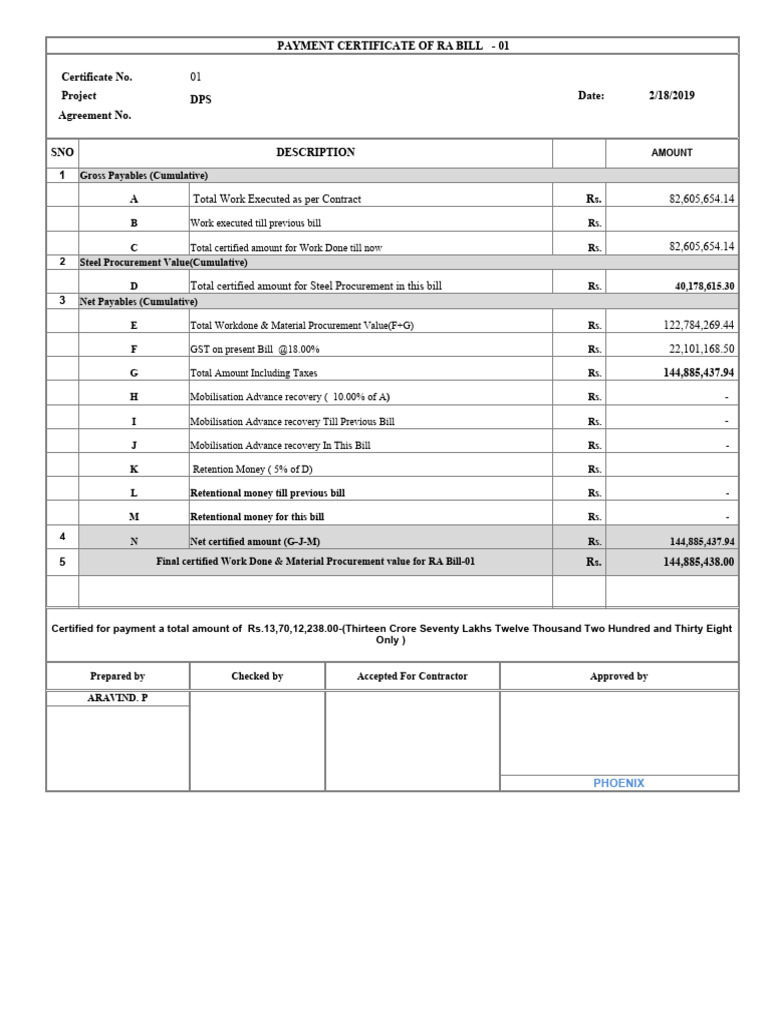 RA Bill-1 | PDF | Structural Engineering | Building Engineering