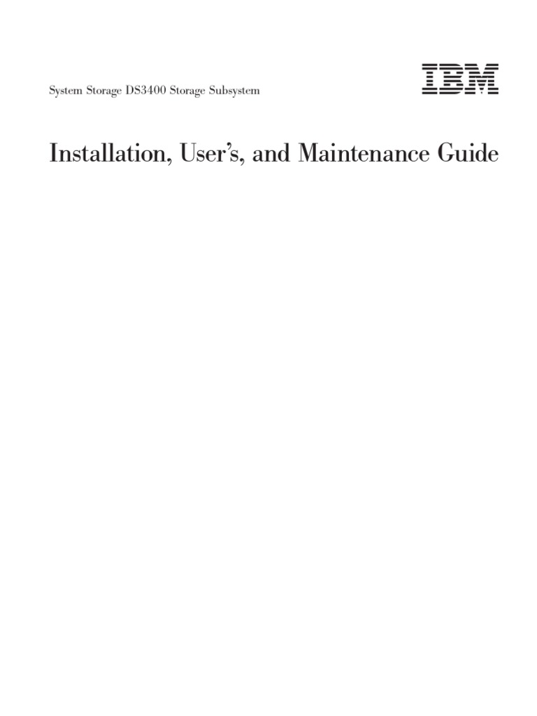 Installation, User's, and Maintenance Guide IBM System Storage DS3400