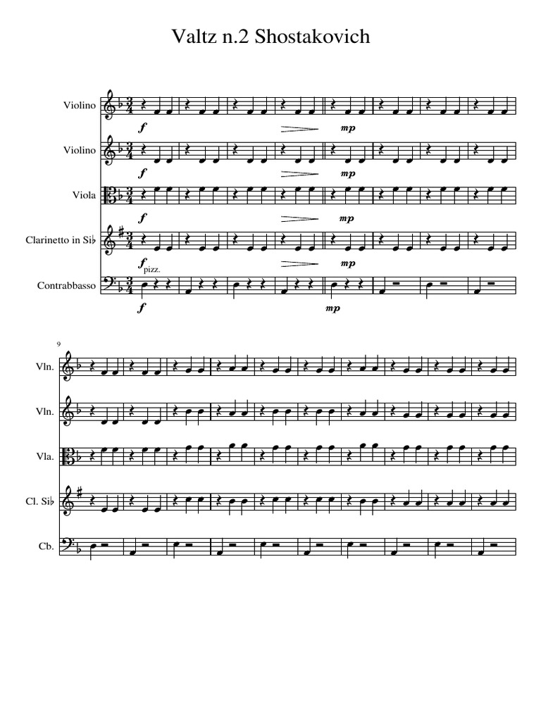 Valtz n.2 Shostakovich-Partitura e Parti | PDF | Musical Instruments