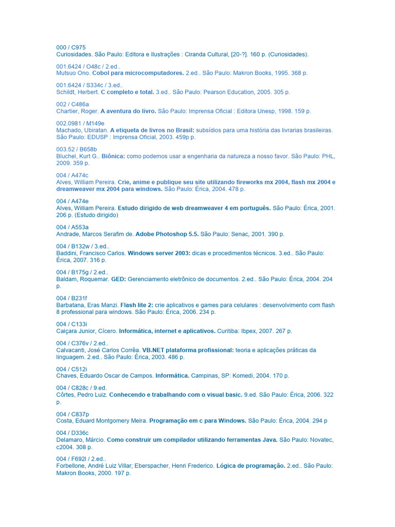 Catalogo Biblio Etec | PDF | Microsoft | Microsoft Access