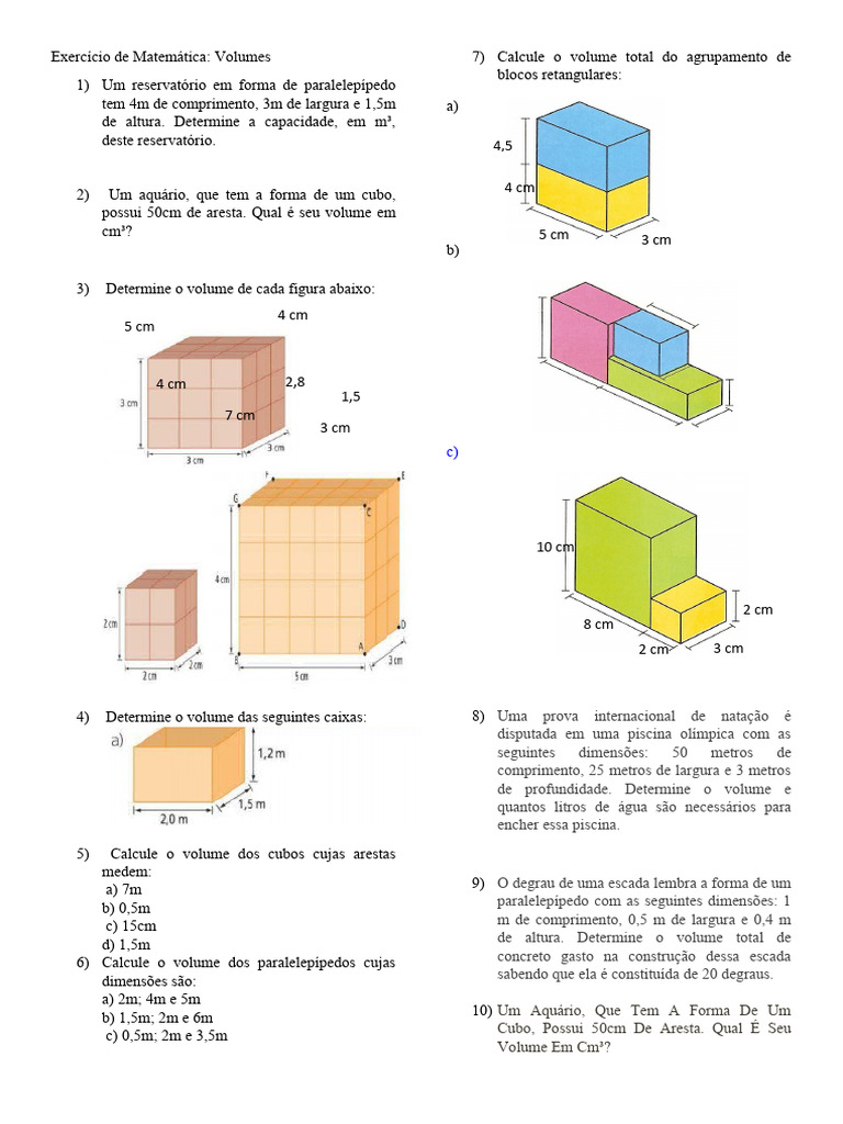 Cálculo de Volumes em Matemática | PDF | Simetria | Metro