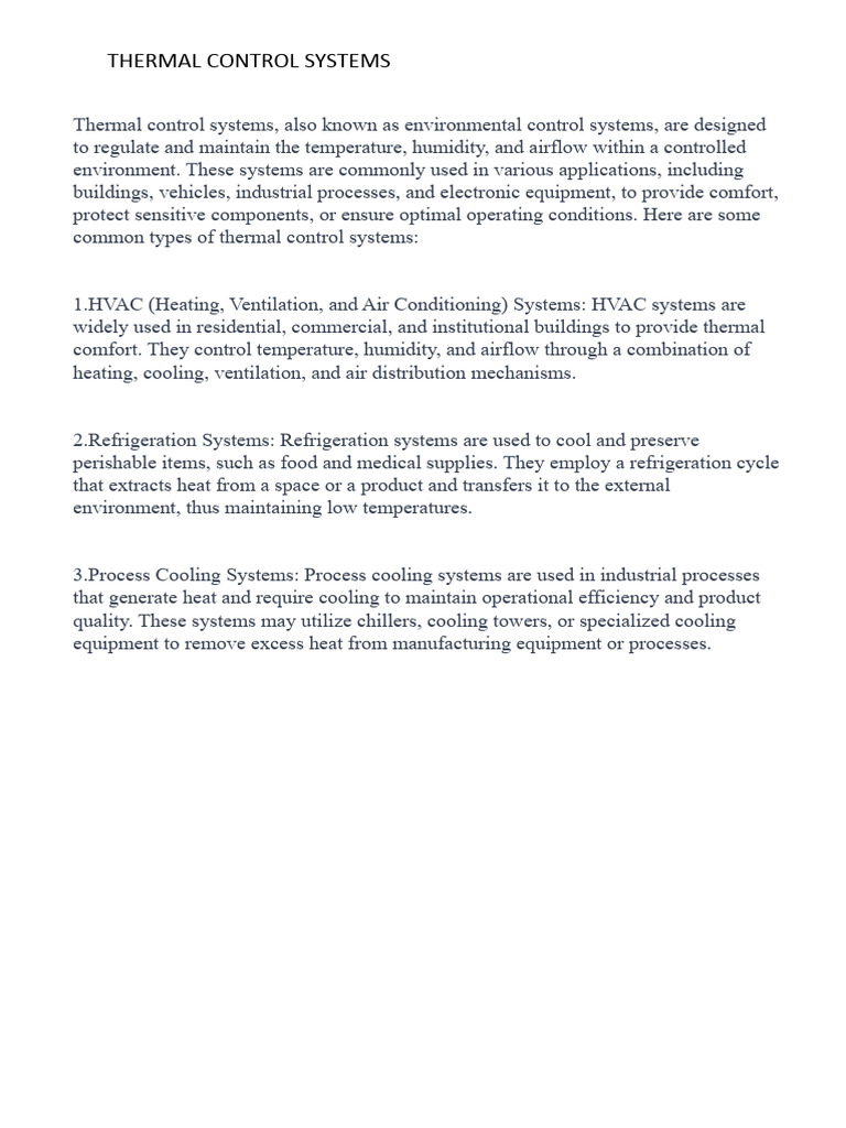 Essential Thermal Control Systems Guide | PDF | Air Conditioning | Heat ...